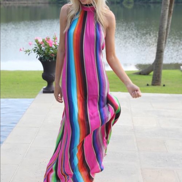 Judith March rainbow stripe halter maxi dress - Picture 2 of 8